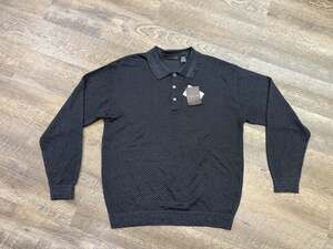 Vintage Northern Isles Sweater 1/4 Button Collar Navy Size XL NWT Quiet Luxury
